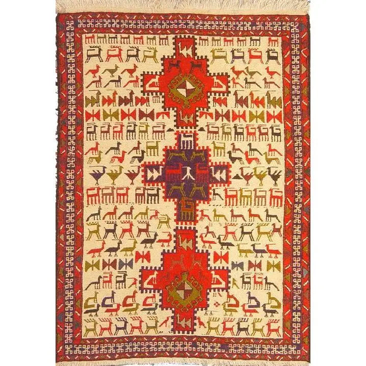 Hand-Knotted Moghan Kilim 4'9" X 3'3"